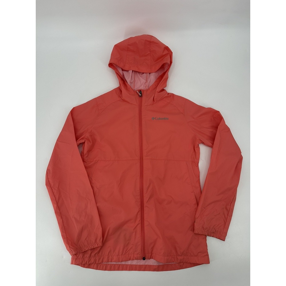 Columbia‎ Girls Rain Jacket Windbreaker Hooded Pink Size L (14/16)